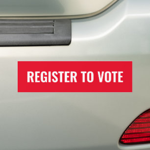 Register to vote minimalist typography red bumper sticker