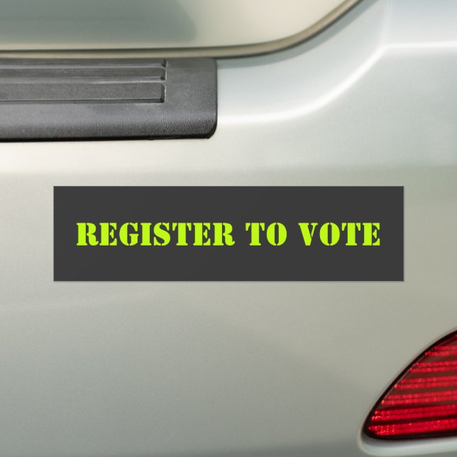 Register to vote modern typography neon green grey bumper sticker (On Car)