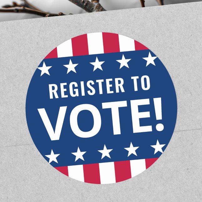 Register to vote political election stars stripes classic round sticker (Register to vote political election stars stripes classic round sticker)