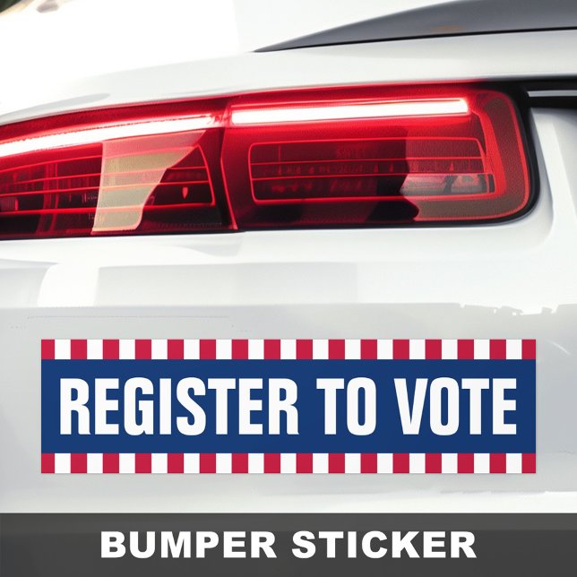 Register to vote political election striped border bumper sticker (Register to vote political election striped border bumper sticker)