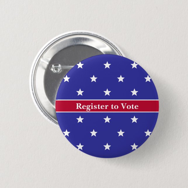 Register to Vote Red White and Blue Star Pattern 6 Cm Round Badge (Front & Back)