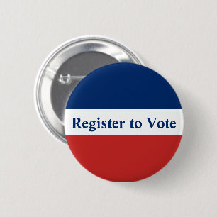 Register to Vote Red White and Blue Stripes 6 Cm Round Badge