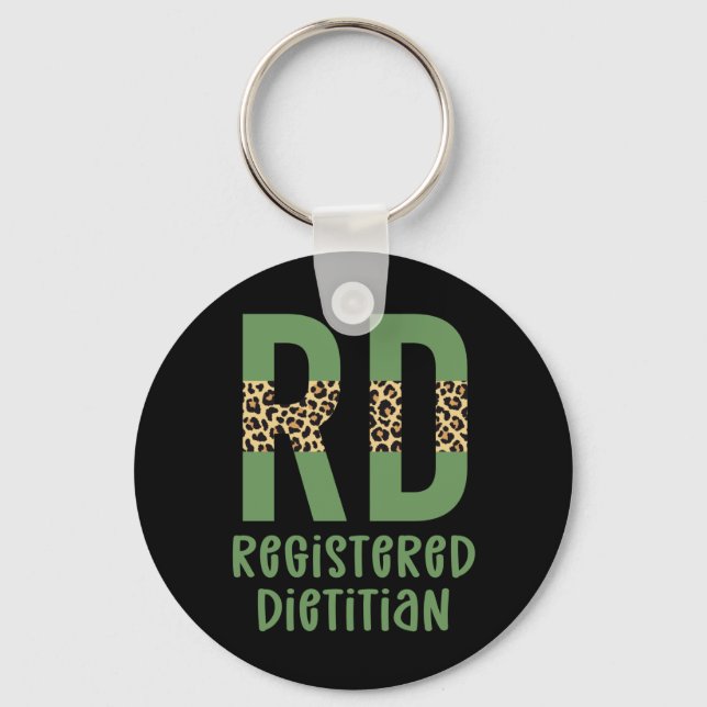 Registered Dietician Cheetah print RD Gifts Key Ring (Front)