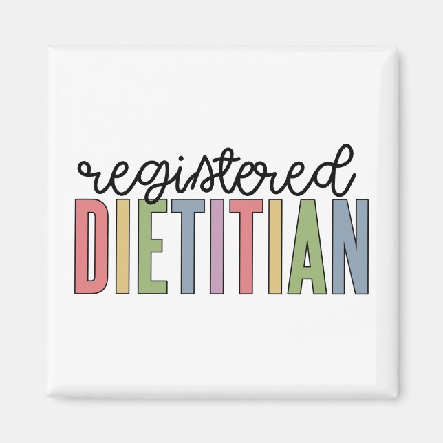 Registered Dietician Multicolored RD Gifts Magnet (Front)