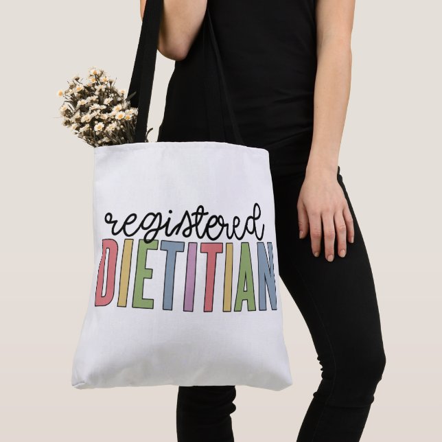 Registered Dietician Multicolored RD Gifts Tote Bag (Close Up)