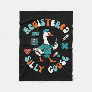 Registered Goose Silly Nurse Funny Animal Scrub To Fleece Blanket