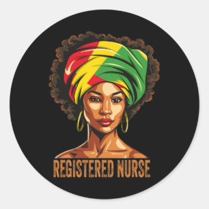 Registered Nurse Afro African American Black Histo Classic Round Sticker