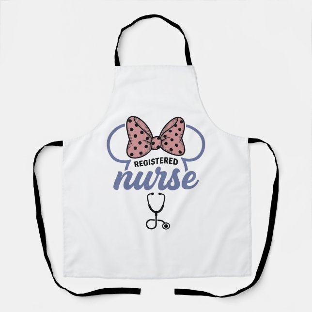 Registered Nurse Bow Stethoscope Vintage Graphic_1 Apron (Front)