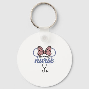 Registered Nurse Bow Stethoscope Vintage Graphic_1 Key Ring