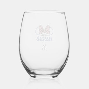 Registered Nurse Bow Stethoscope Vintage Graphic_1 Stemless Wine Glass