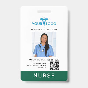 Registered Nurse Business Logo QR Code Photo ID Badge