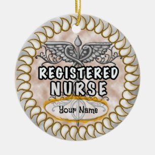 Registered Nurse Caduceus Ceramic Tree Decoration