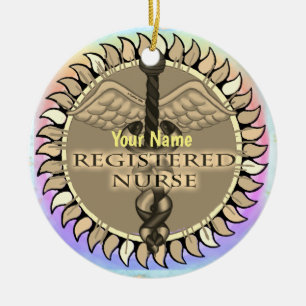 Registered Nurse Caduceus Ceramic Tree Decoration