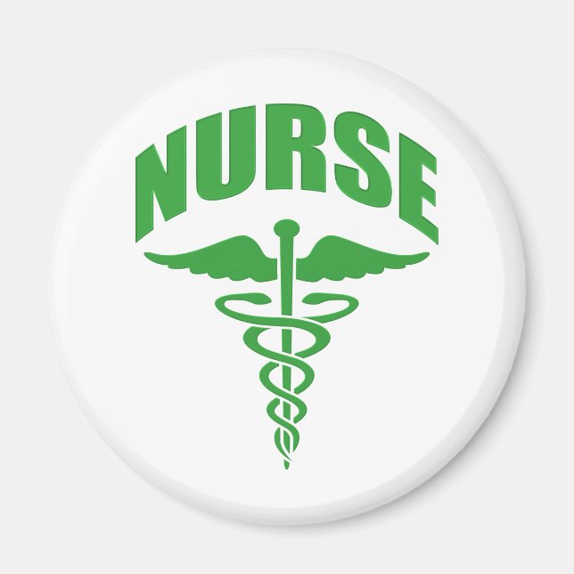 Registered Nurse Caduceus Green Magnet (Front)