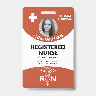Registered nurse caduceus, logo terracotta photo  ID badge