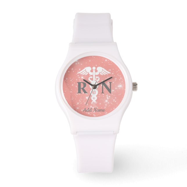 Registered Nurse Caduceus Medical White Custom Watch (Front)