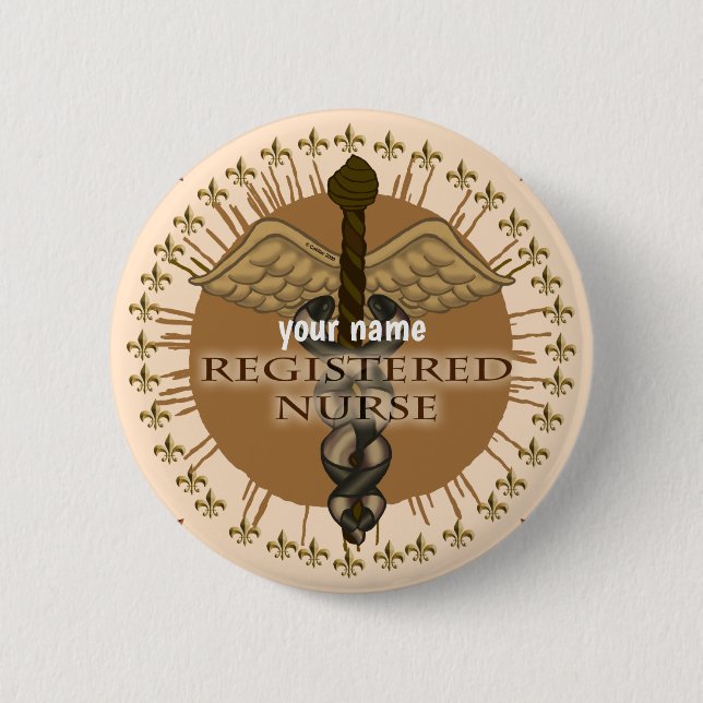 Registered Nurse Caduceus pin button (Front)