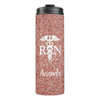 Registered Nurse Caduceus Rose Gold Glitter Custom