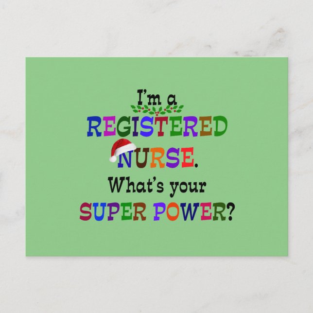 Registered Nurse, Christmas Holiday Postcard (Front)