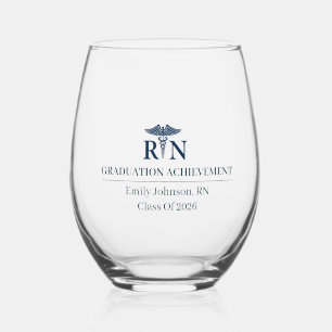 Registered Nurse Custom Name Since Year Stemless Wine Glass