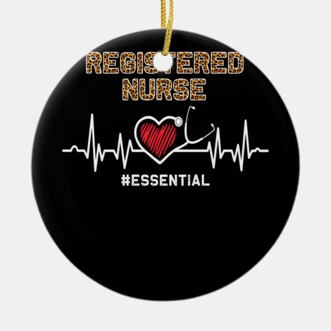 Registered Nurse #Essential Stethoscope Heartbeat Ceramic Tree Decoration (Front)