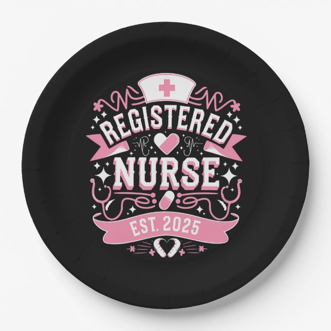 Registered Nurse Est 2025 Nursing Student Paper Plate (Front)