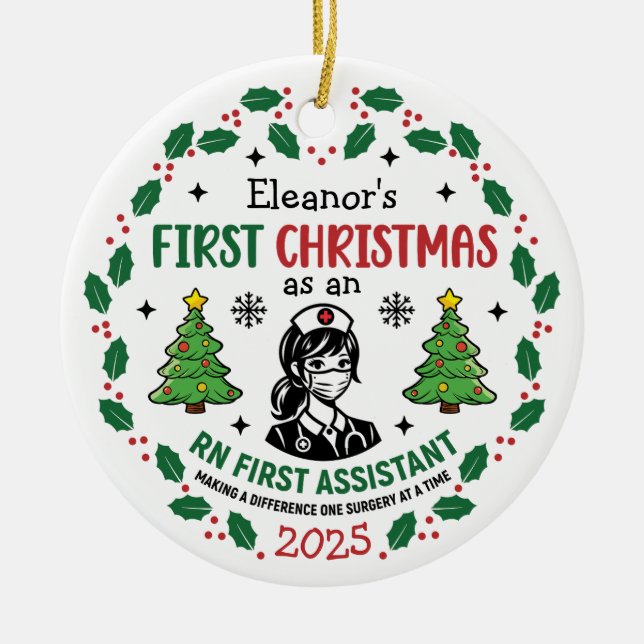 Registered Nurse First Assistant Christmas Tree Ceramic Tree Decoration (Front)