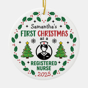Registered Nurse First Christmas Personalised  Ceramic Tree Decoration