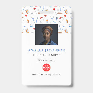 Registered Nurse Healthcare Logo Barcode ID Badge