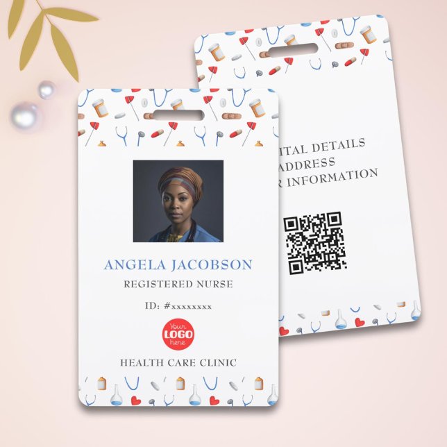 Registered Nurse Healthcare Logo Pattern QR ID Badge (Creator Uploaded)