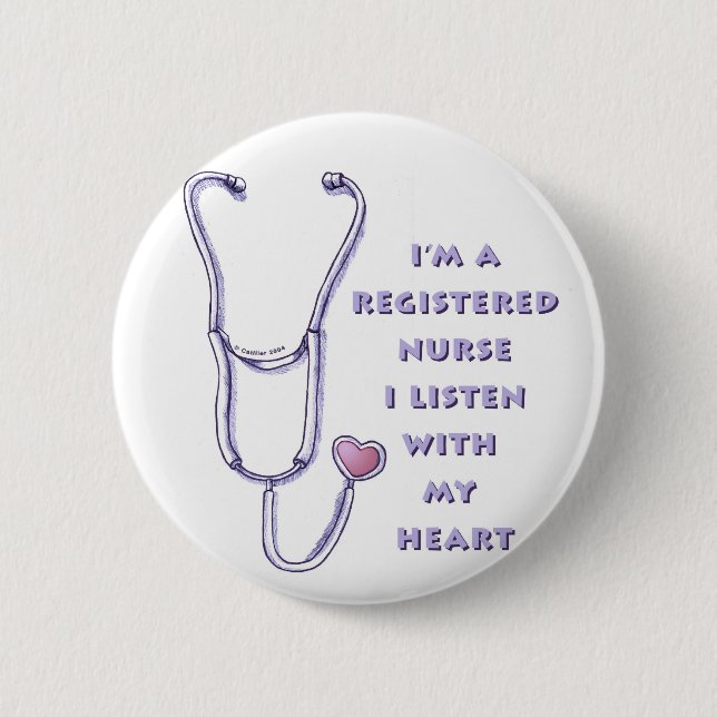 Registered Nurse Heart 6 Cm Round Badge (Front)