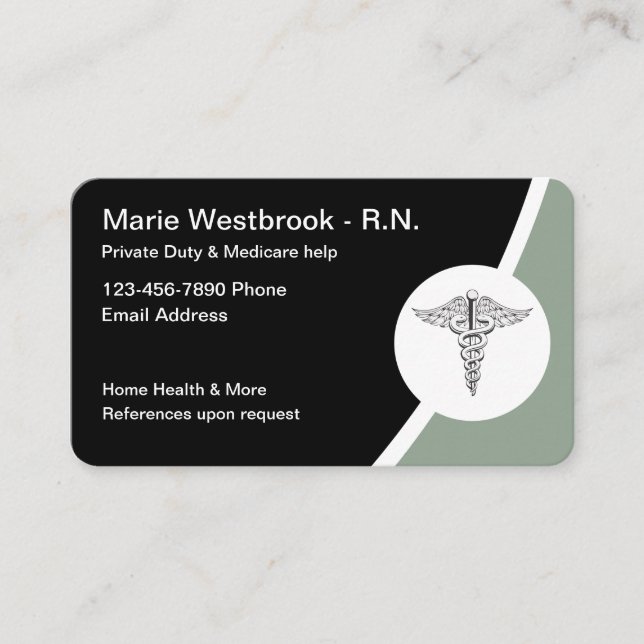 Registered Nurse Home Health Private Duty Business Card (Front)