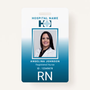 Registered Nurse ID Identification Name Photo Blue ID Badge