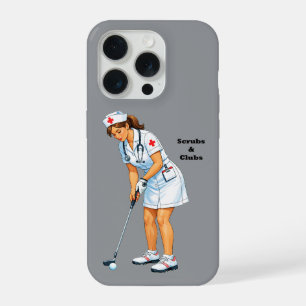 Registered Nurse in Uniform Putting the Golf Ball iPhone 15 Pro Case