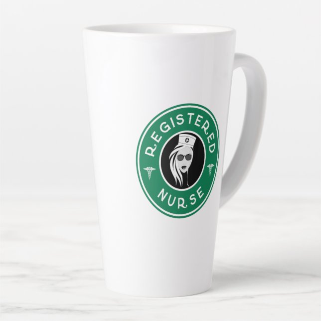 Registered Nurse Logo Badge Design Latte Mug (Right Angle)