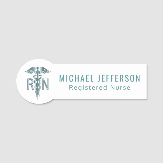 Registered Nurse - Logo -  Teal Blue Name Tag (Front)
