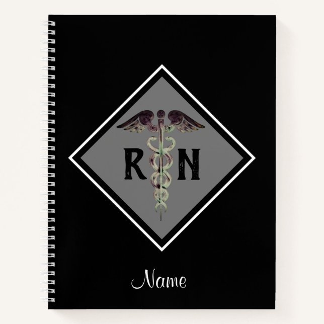 Registered Nurse Medical Black White Personalised Notebook (Front)