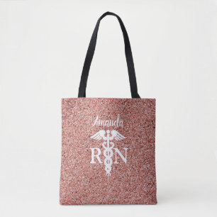 Registered Nurse Medical Caduceus Pink Glitter Tote Bag