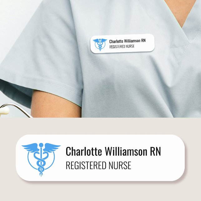 Registered Nurse Name Tag ID Badge Logo Blue (Creator Uploaded)