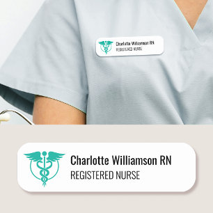 Registered Nurse Name Tag ID Badge Logo Mint Green