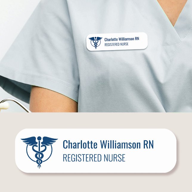 Registered Nurse Name Tag ID Badge Logo Navy (Creator Uploaded)
