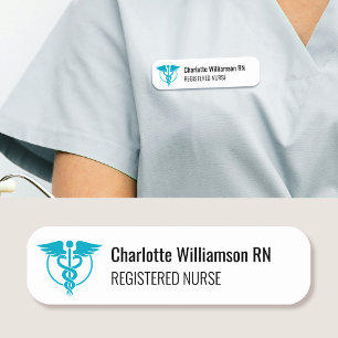 Registered Nurse Name Tag ID Badge Logo Teal