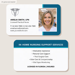 Registered Nurse Photo Logo Modern Blue Business Card