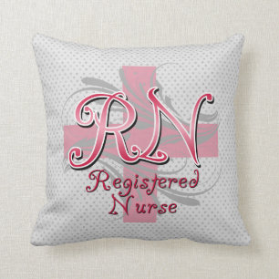 Registered Nurse, Pink Cross Swirls Cushion