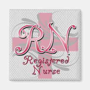 Registered Nurse, Pink Cross Swirls Magnet