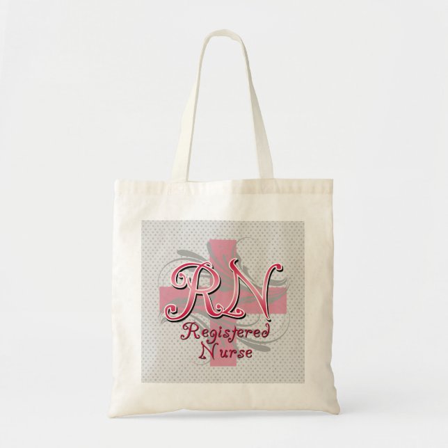 Registered Nurse, Pink Cross Swirls Tote Bag (Front)
