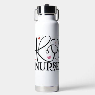 Registered Nurse Pink Heart Stethoscope  Water Bottle