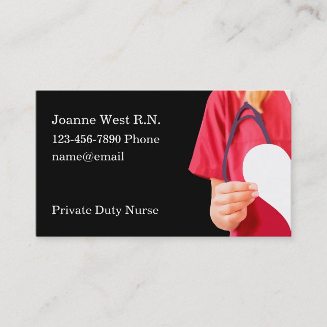 Registered Nurse Private Duty Service Business Card (Front)