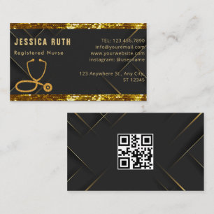Registered Nurse Professional in Gold and Black Business Card