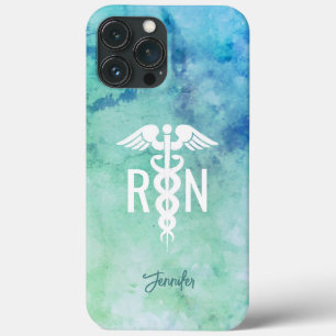 Registered Nurse RN Aqua Blue Medical Personalized iPhone 13 Pro Max Case